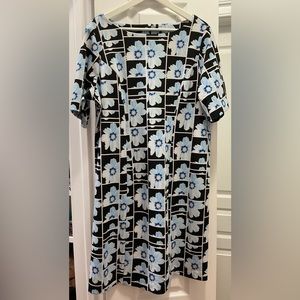 Alfani Career Dress Black Blue Floral 16W